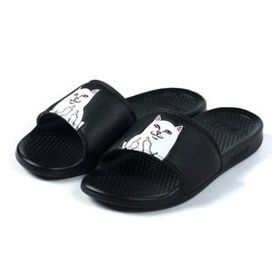 RIPNDIP Lord Nermal Cat Slides Pool Slippers Sandals Unisex Black Size 10W 8M